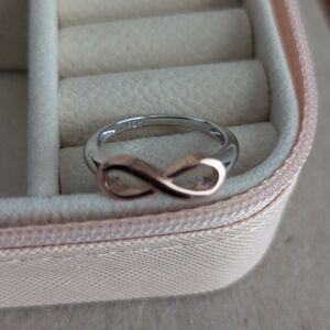 Silver Tone Ring Size 6. Stamp 925. Infinity. Rose Gold Tone.